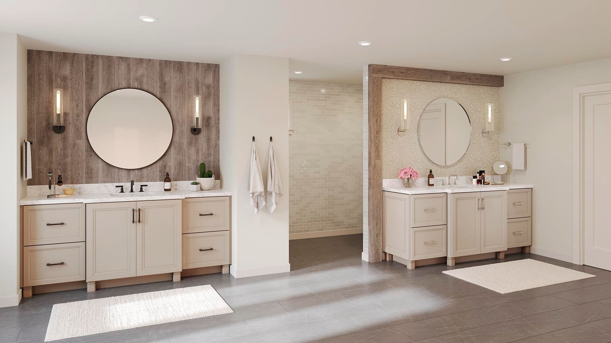 Garner Painted Oat double vanity bathroom