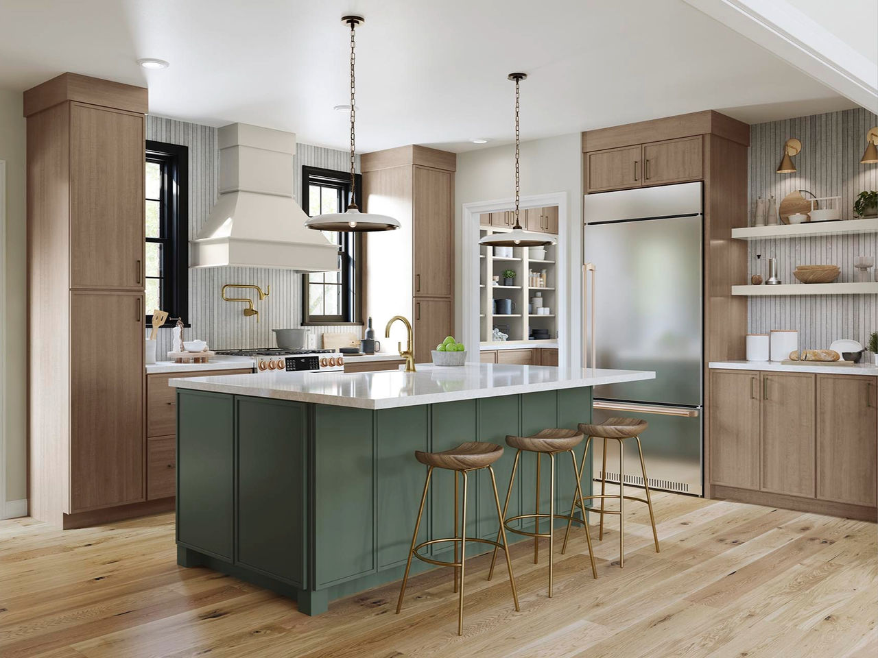 Maple Almond and Painted Sage Kitchen